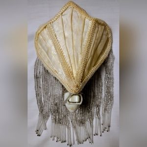 Brocade Half Shade with Beaded Fringe Boudoir Night Light and Fixture Bohemian